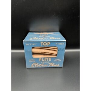 TOP FLITE Clothes Pins Vintage BOX 30 Round Head 4" Hard Wood Quality U.S. New